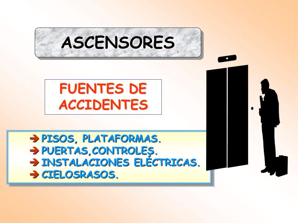 ASCENSORES FUENTES DE ACCIDENTES PISOS, PLATAFORMAS.