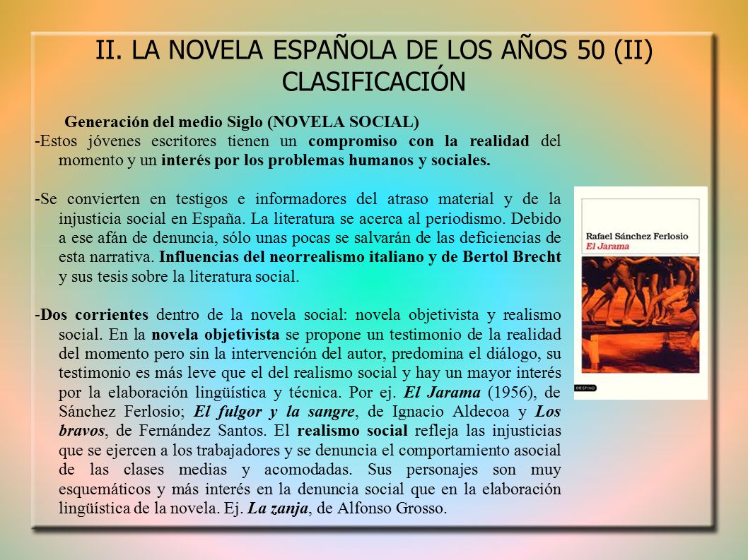 II. LA NOVELA ESPAÑOLA DE LOS AÑOS 50 (II) CLASIFICACIÓN