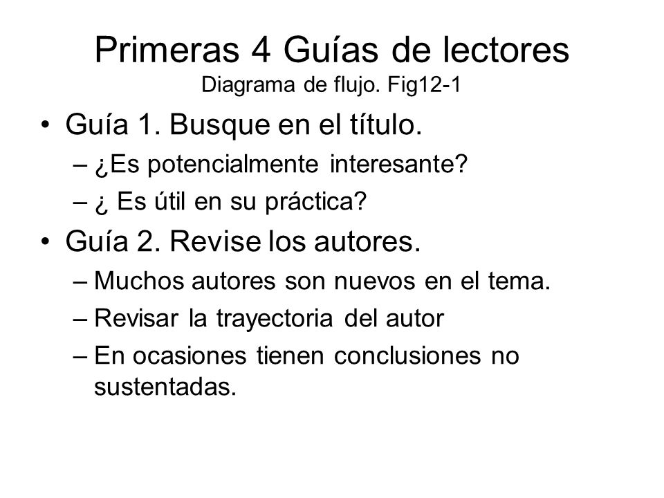 Primeras 4 Guías de lectores Diagrama de flujo. Fig12-1