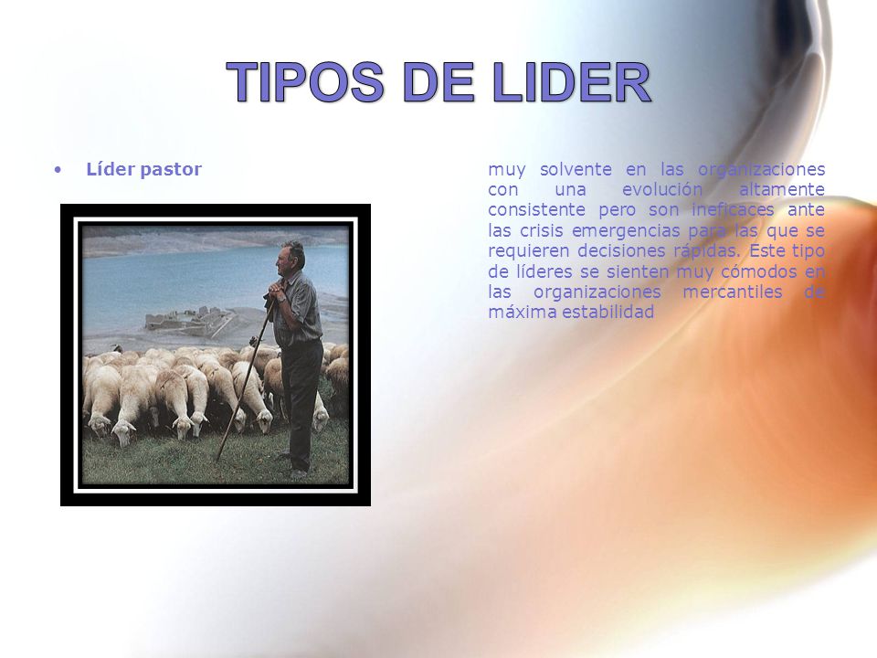 TIPOS DE LIDER Líder pastor