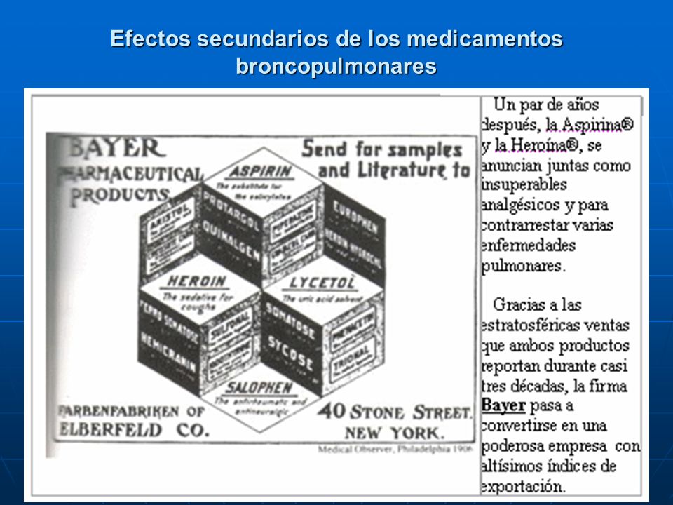 Efectos secundarios de los medicamentos broncopulmonares