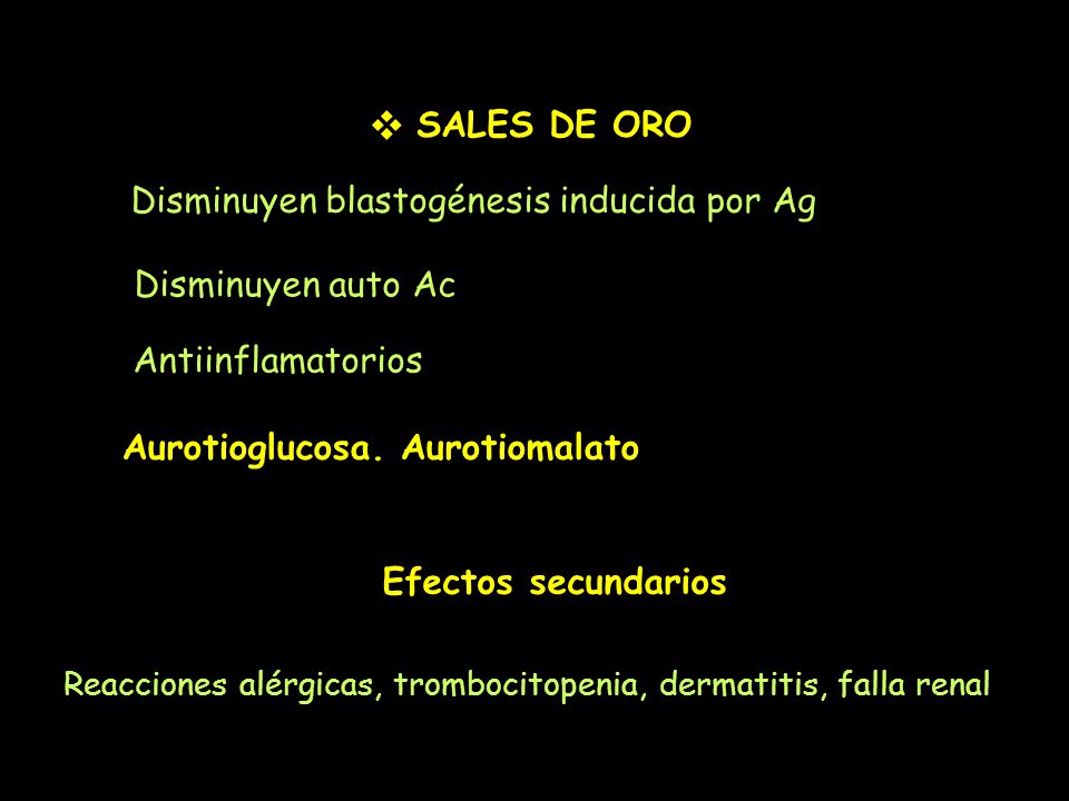  SALES DE ORO Disminuyen blastogénesis inducida por Ag