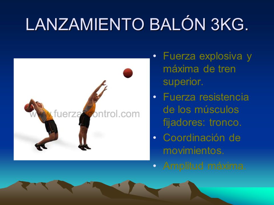 LANZAMIENTO BALÓN 3KG. Fuerza explosiva y máxima de tren superior.