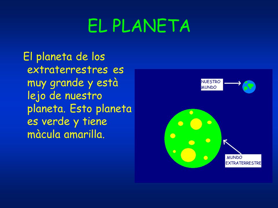 EL PLANETA El planeta de los extraterrestres es muy grande y està lejo de nuestro planeta.