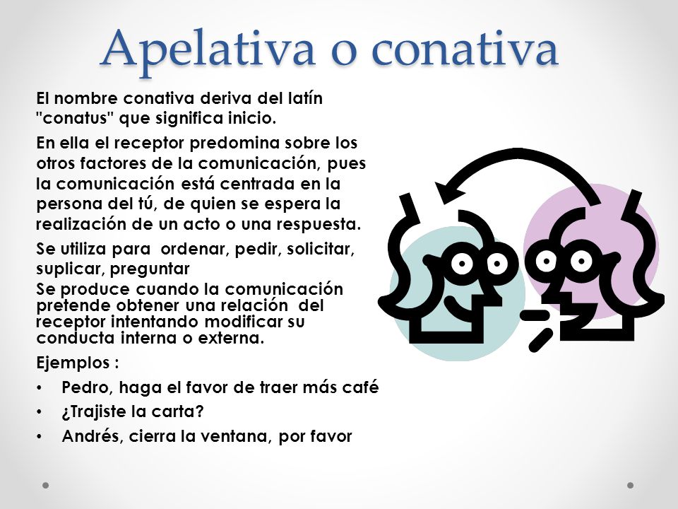 Apelativa o conativa El nombre conativa deriva del latín conatus que significa inicio.