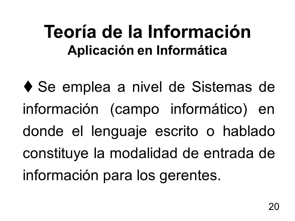 Teoría de la Información Aplicación en Informática