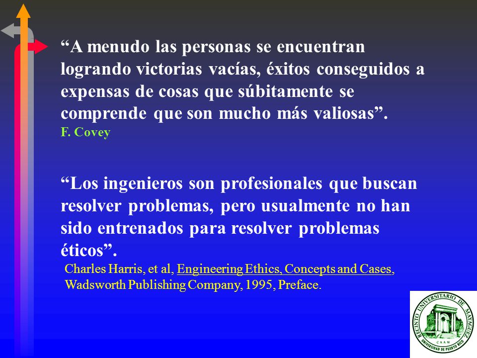 A menudo las personas se encuentran logrando victorias vacías, éxitos conseguidos a expensas de cosas que súbitamente se comprende que son mucho más valiosas .