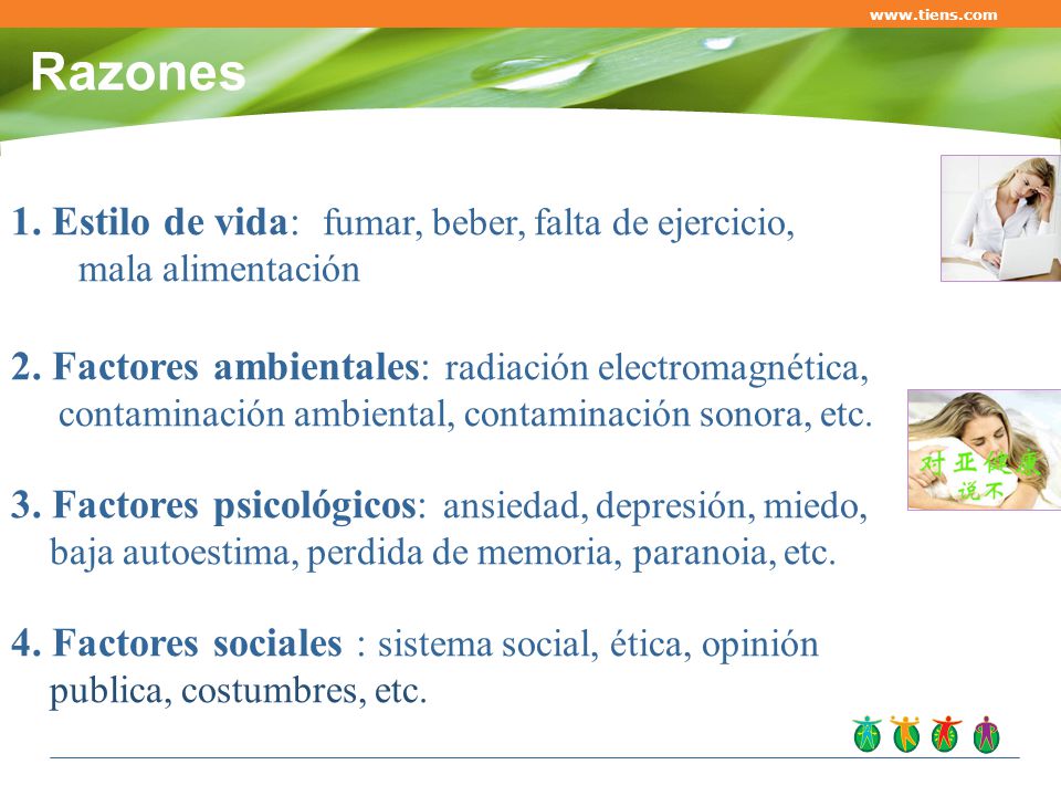 Razones 1. Estilo de vida: fumar, beber, falta de ejercicio,
