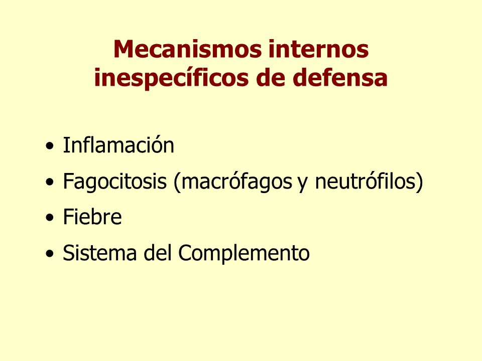 Mecanismos internos inespecíficos de defensa