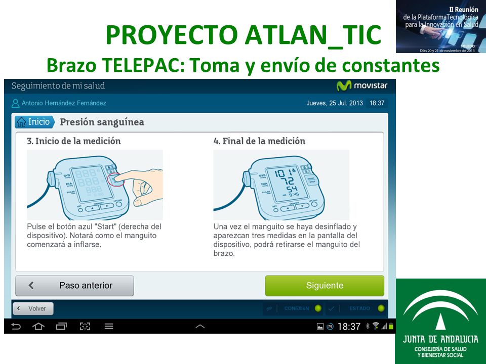 PROYECTO ATLAN_TIC Brazo TELEPAC: Toma y envío de constantes