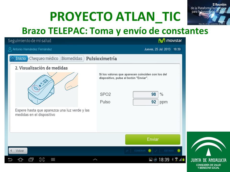PROYECTO ATLAN_TIC Brazo TELEPAC: Toma y envío de constantes