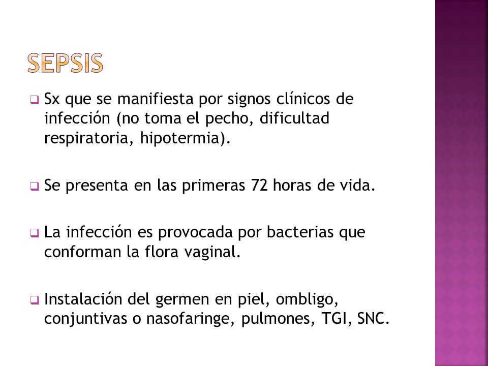 sepsis Sx que se manifiesta por signos clínicos de infección (no toma el pecho, dificultad respiratoria, hipotermia).