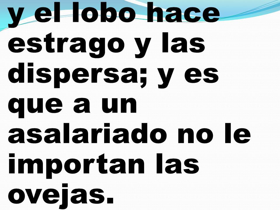 y el lobo hace estrago y las dispersa; y es que a un asalariado no le importan las ovejas.