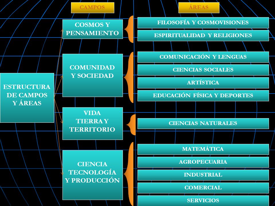 COSMOS Y PENSAMIENTO COMUNIDAD Y SOCIEDAD ESTRUCTURA DE CAMPOS Y ÁREAS