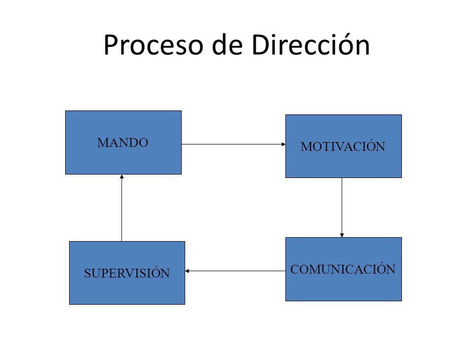 Proceso de Dirección MANDO MOTIVACIÓN COMUNICACIÓN SUPERVISIÓN
