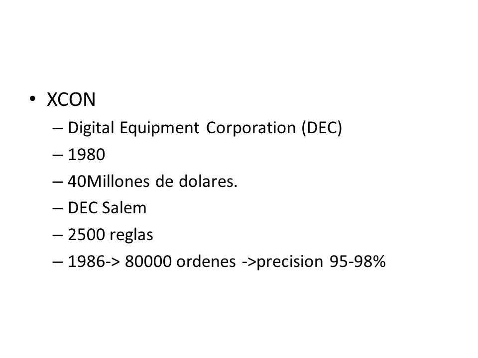 XCON Digital Equipment Corporation (DEC) Millones de dolares.