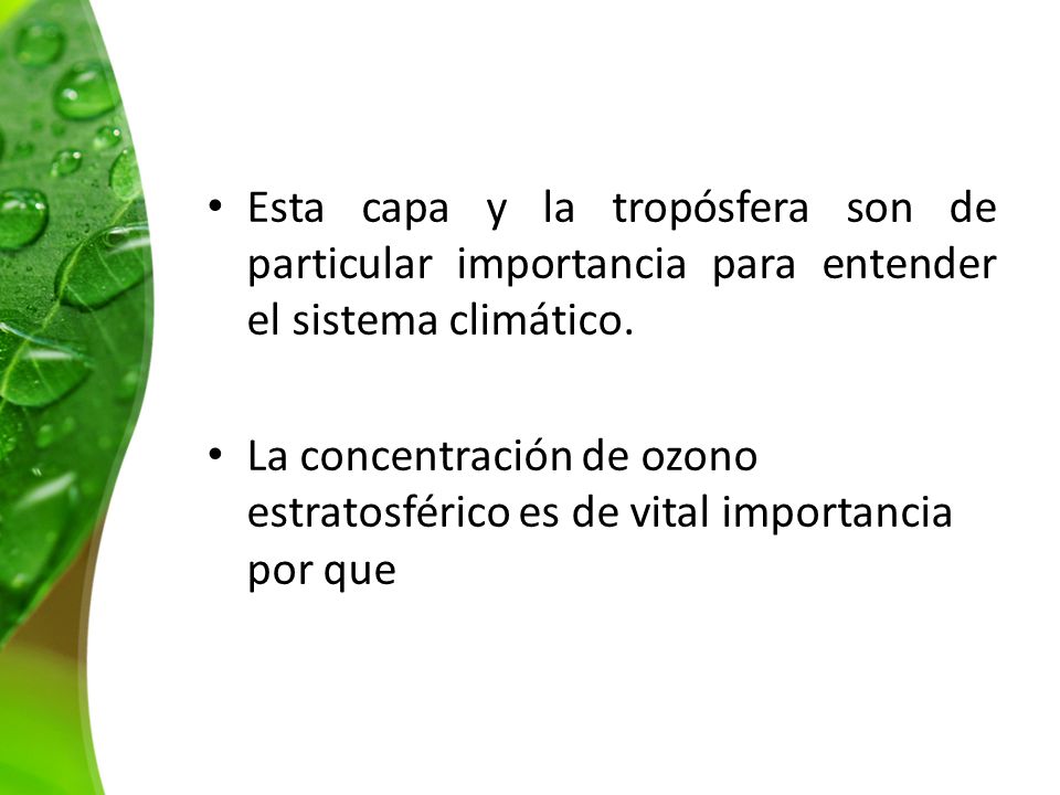 Esta capa y la tropósfera son de particular importancia para entender el sistema climático.