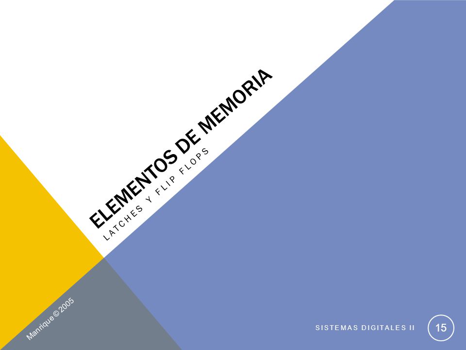 Elementos de Memoria Latches y Flip Flops Manrique © 2005