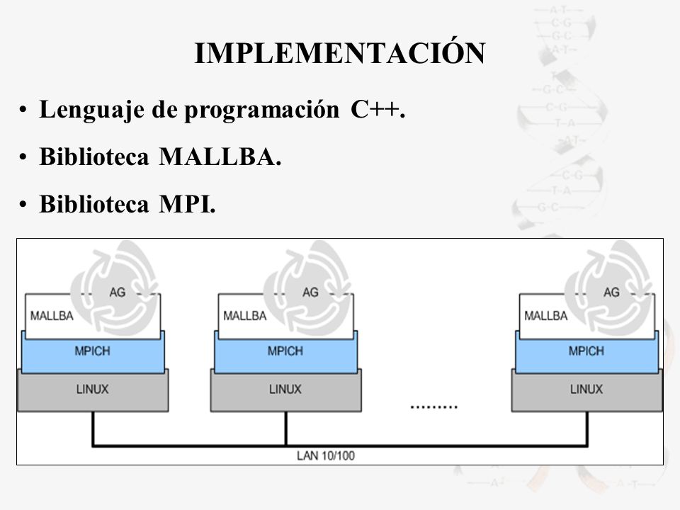 IMPLEMENTACIÓN Lenguaje de programación C++. Biblioteca MALLBA.