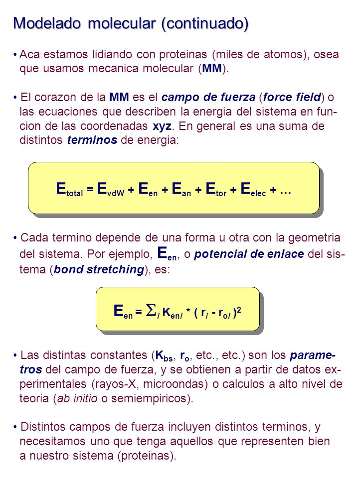 Etotal = EvdW + Een + Ean + Etor + Eelec + …