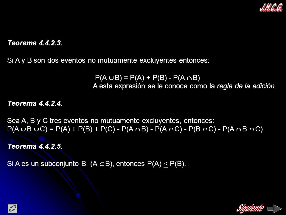 J.H.C.G. Siguiente Teorema