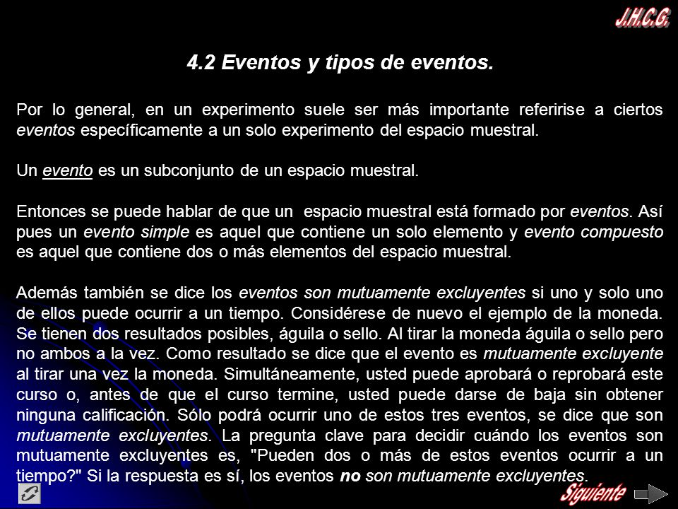 4.2 Eventos y tipos de eventos.