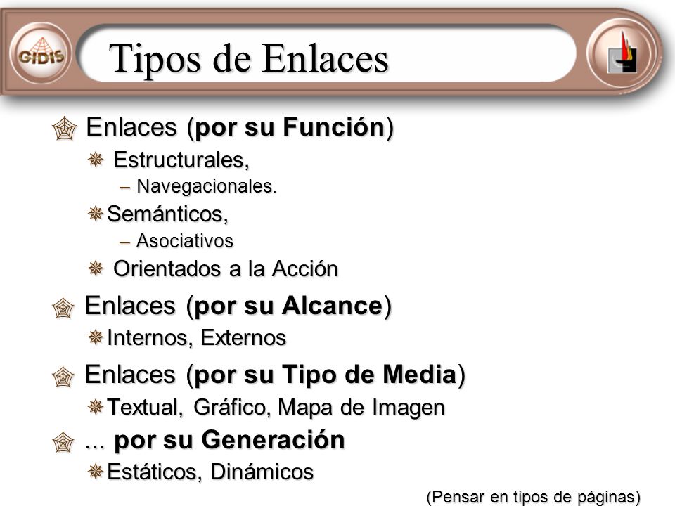 Tipos de Enlaces Enlaces (por su Función) Enlaces (por su Alcance)