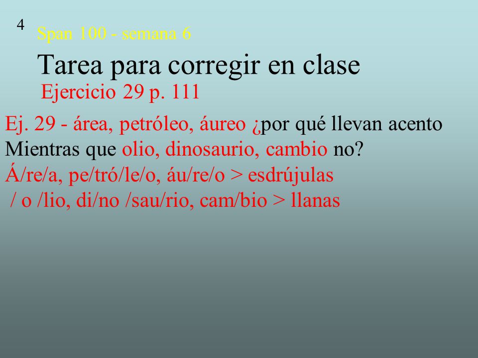 Span semana 6 Tarea para corregir en clase