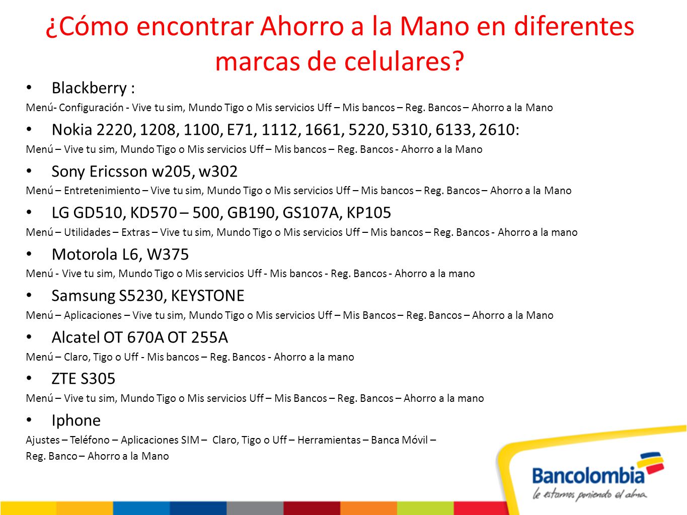 ¿Cómo encontrar Ahorro a la Mano en diferentes marcas de celulares