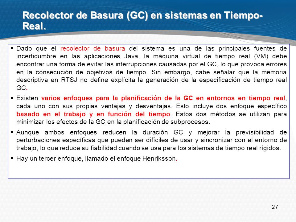 Recolector de Basura (GC) en sistemas en Tiempo- Real.