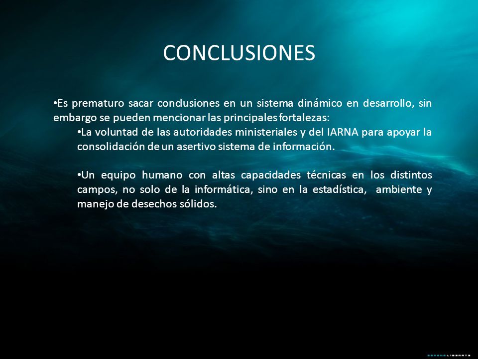 CONCLUSIONES Es prematuro sacar conclusiones en un sistema dinámico en desarrollo, sin embargo se pueden mencionar las principales fortalezas:
