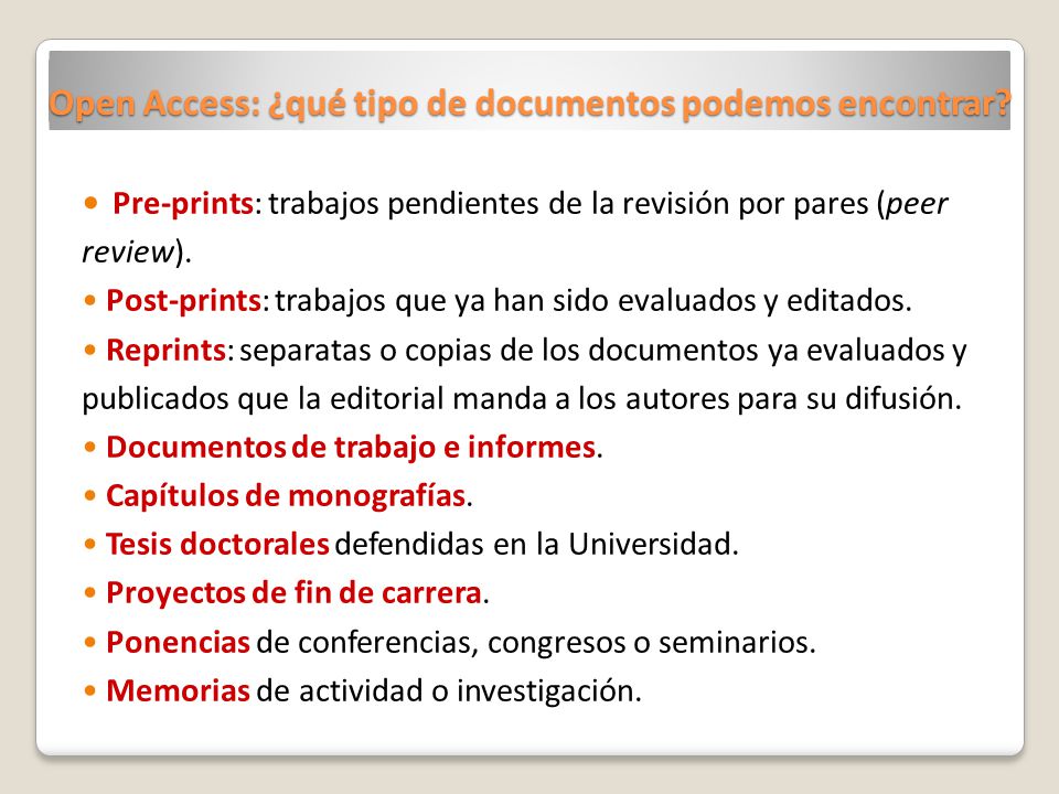 Open Access: ¿qué tipo de documentos podemos encontrar