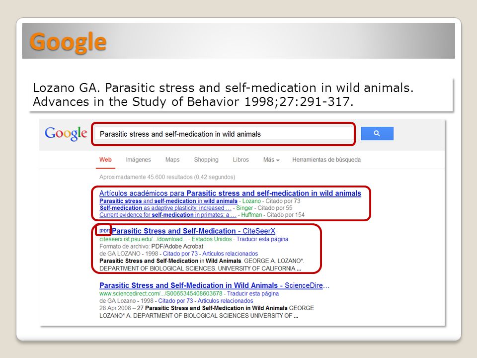 Google Lozano GA. Parasitic stress and self-medication in wild animals.