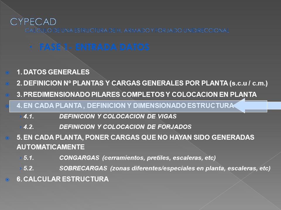 CYPECAD CALCULO DE UNA ESTRUCTURA DE H. ARMADO Y FORJADO UNIDIRECCIONAL