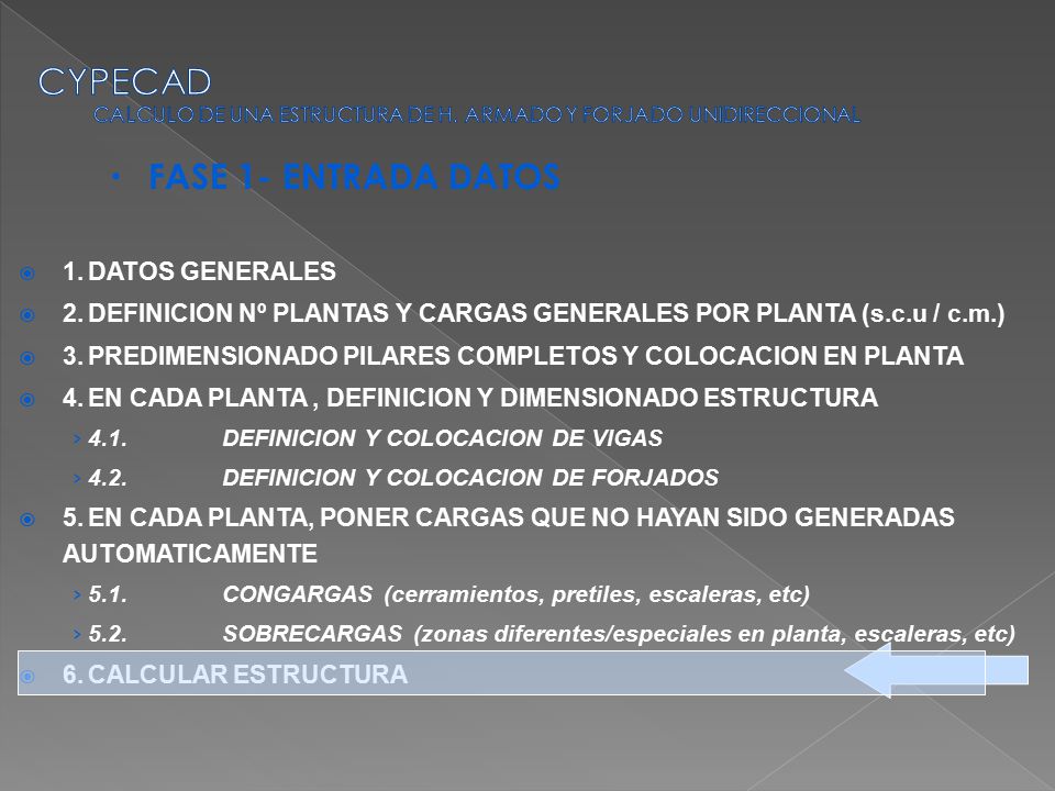 CYPECAD CALCULO DE UNA ESTRUCTURA DE H. ARMADO Y FORJADO UNIDIRECCIONAL