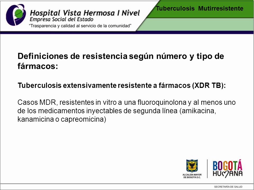 Definiciones de resistencia según número y tipo de fármacos: