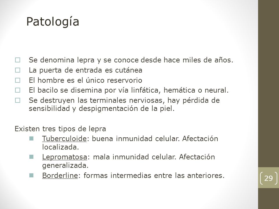 Patología Se denomina lepra y se conoce desde hace miles de años.