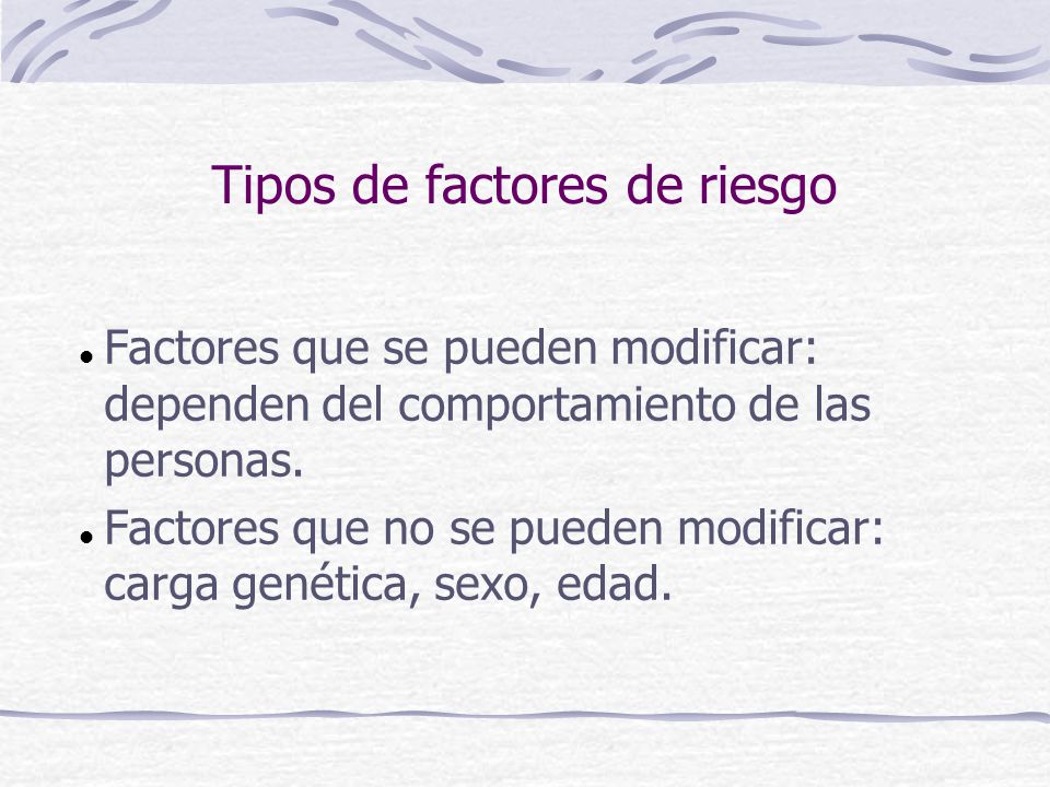 Tipos de factores de riesgo