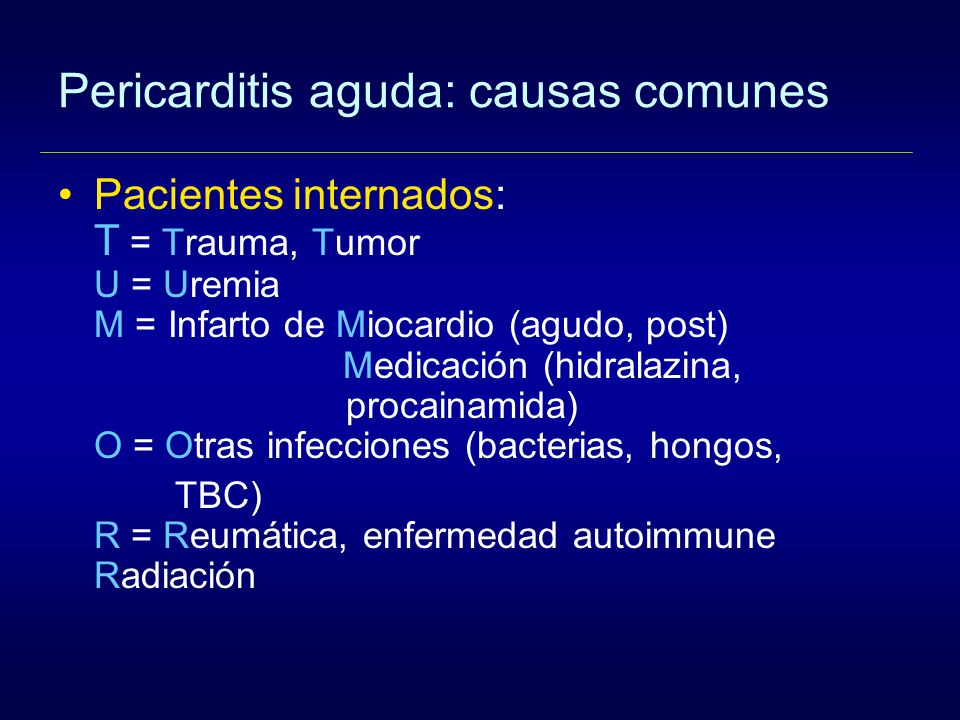 Pericarditis aguda: causas comunes
