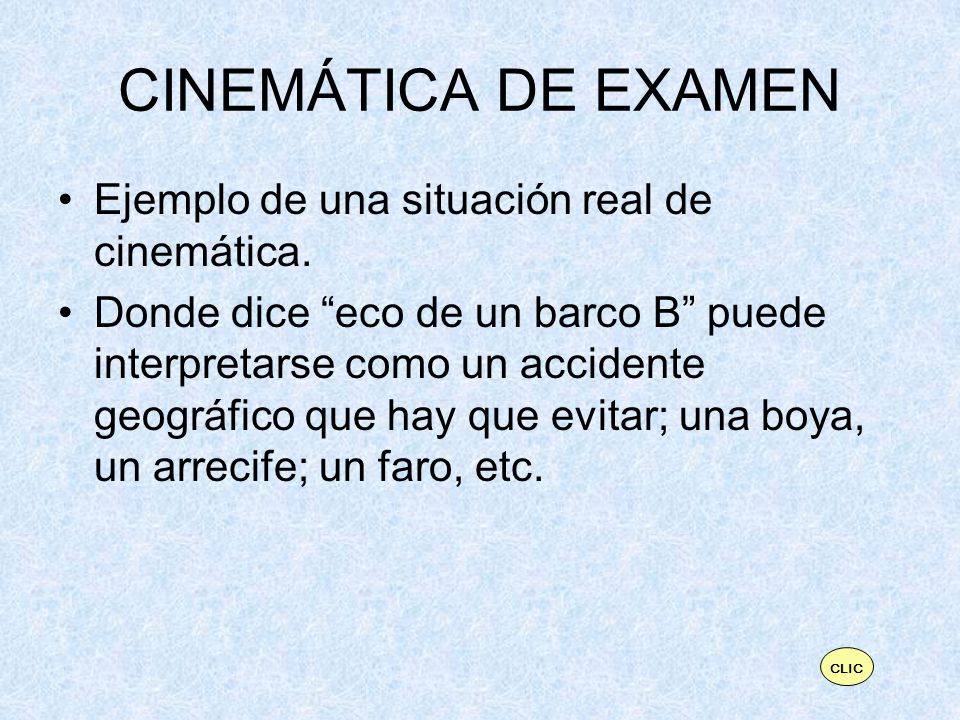 CINEMÁTICA DE EXAMEN Ejemplo de una situación real de cinemática.