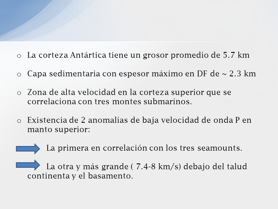 La corteza Antártica tiene un grosor promedio de 5.7 km