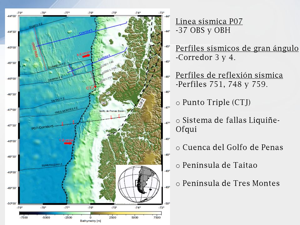 Línea sísmica P07 37 OBS y OBH. Perfiles sísmicos de gran ángulo. Corredor 3 y 4. Perfiles de reflexión sísmica.
