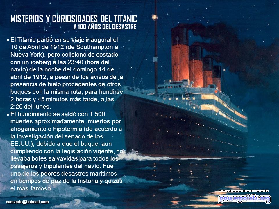 . . MISTERIOS Y CURIOSIDADES DEL TITANIC A 100 AÑOS DEL DESASTRE