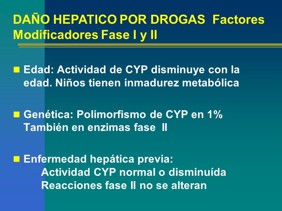 DAÑO HEPATICO POR DROGAS Factores Modificadores Fase I y II