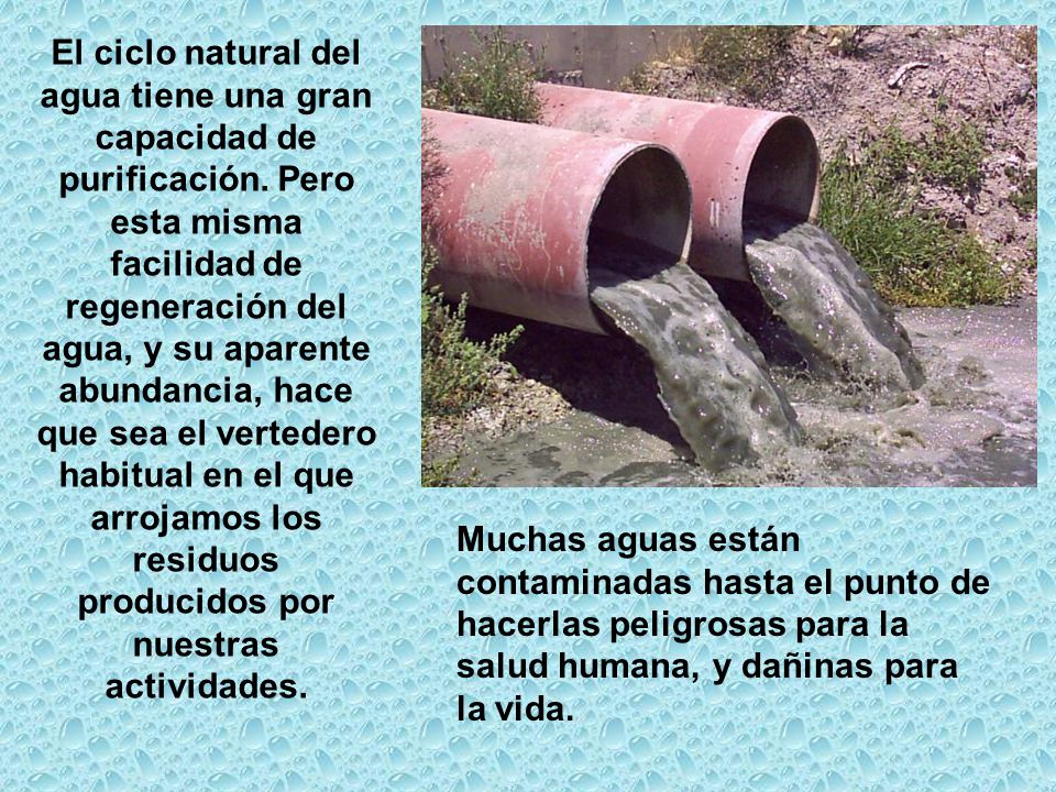 El ciclo natural del agua tiene una gran capacidad de purificación