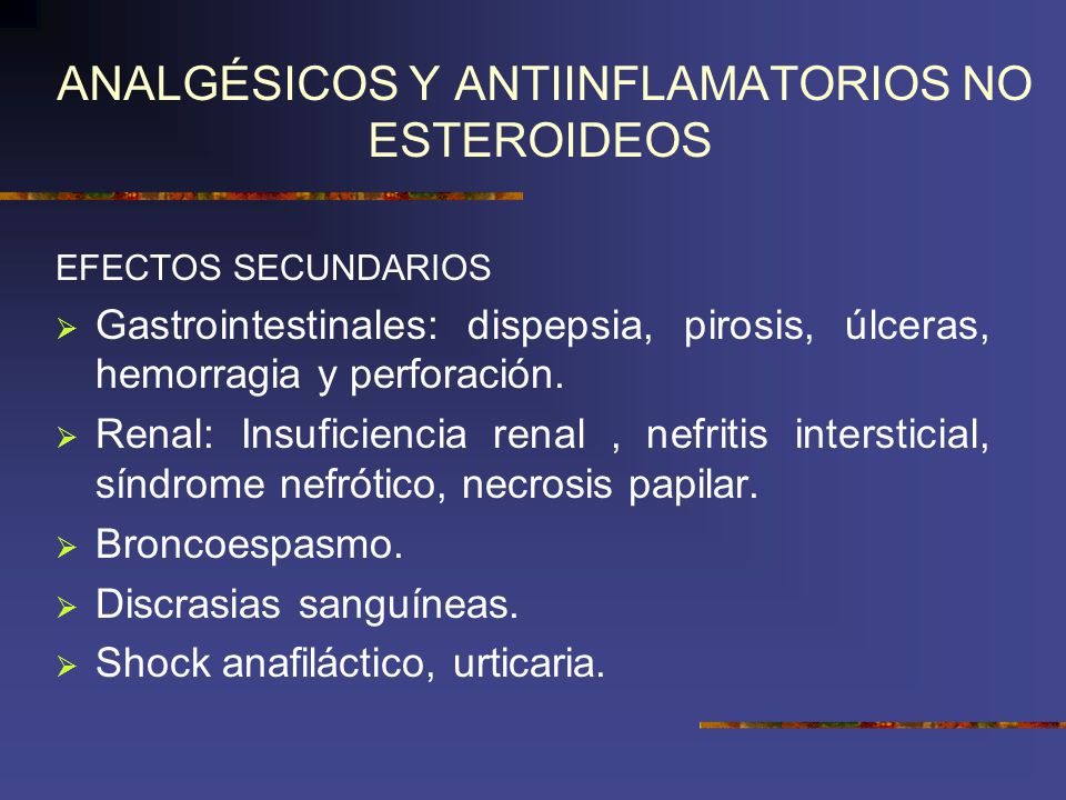ANALGÉSICOS Y ANTIINFLAMATORIOS NO ESTEROIDEOS