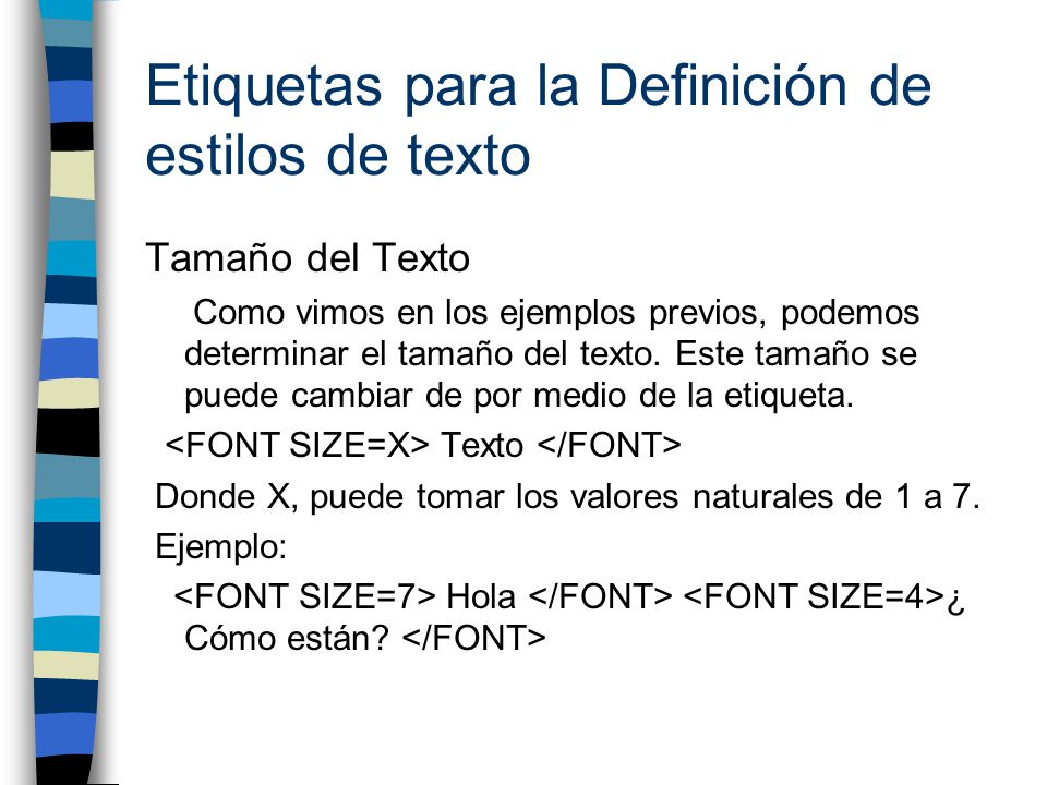 Etiquetas para la Definición de estilos de texto
