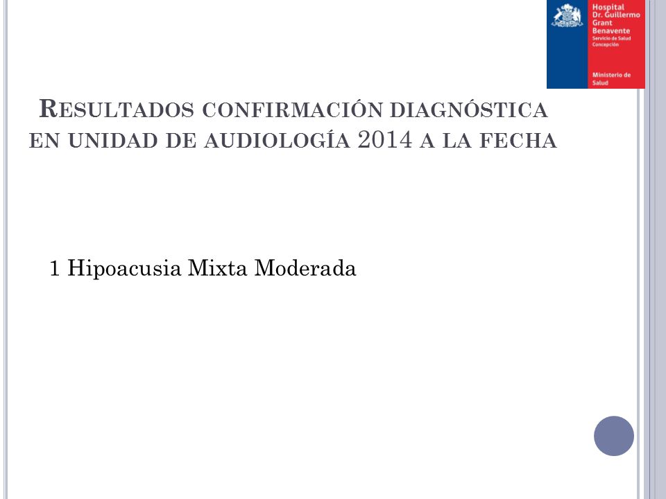 Resultados confirmación diagnóstica en unidad de audiología 2014 a la fecha
