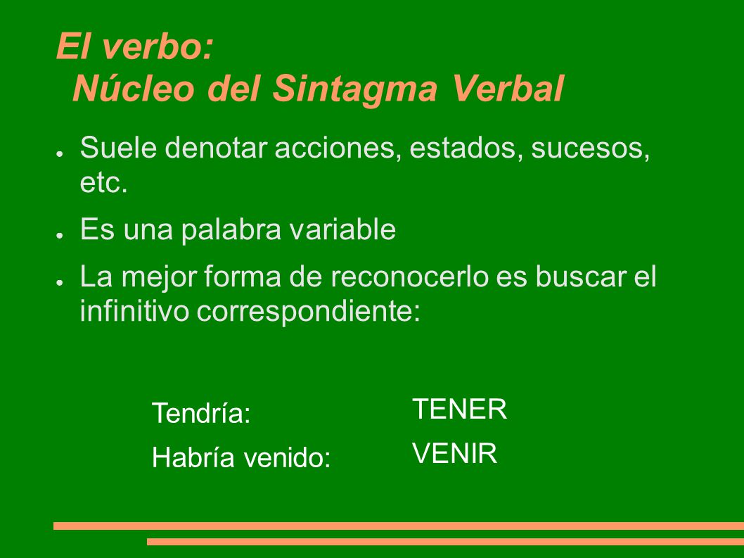 El verbo: Núcleo del Sintagma Verbal