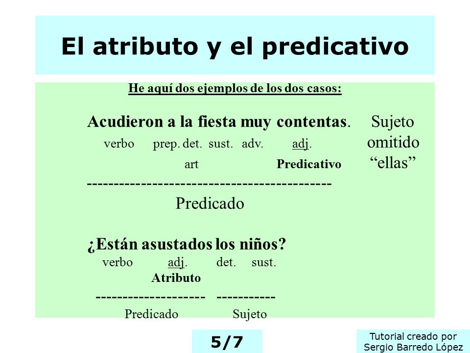 El atributo y el predicativo He aquí dos ejemplos de los dos casos: